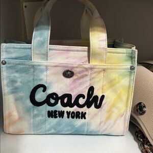 Cargo Tote Bag 26 With Rainbow Tie Dye Print Denim